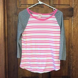 Pink stripes t shirt 3/4 length sleeve